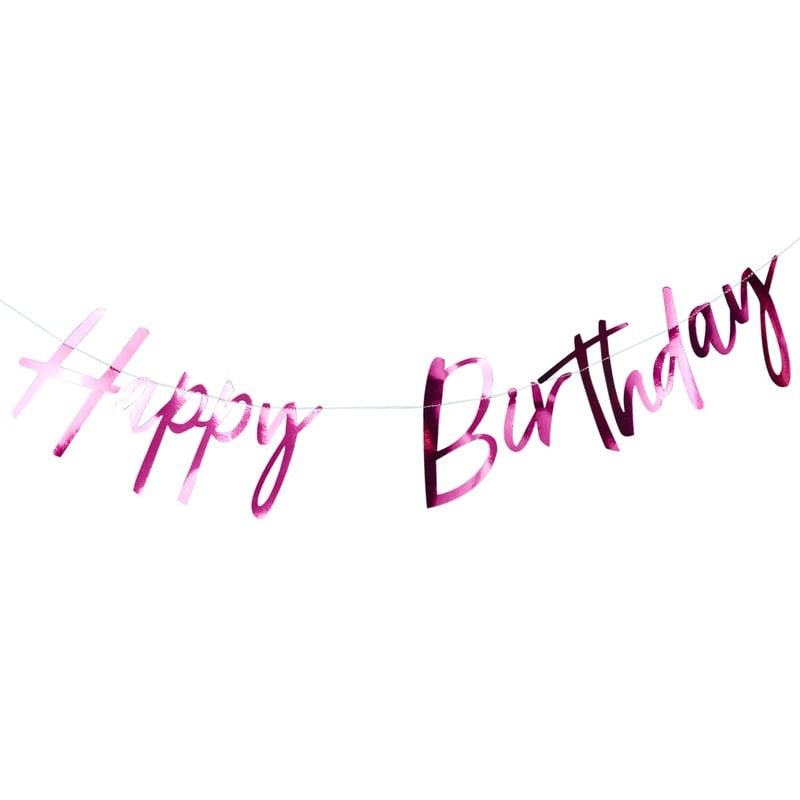 Banner "Happy Birthday" Rosa 2m