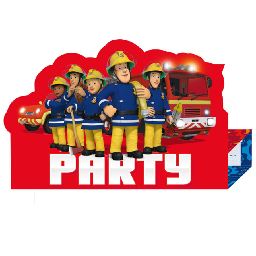 Brannmann Sam Party Invitasjoner 8 stk.