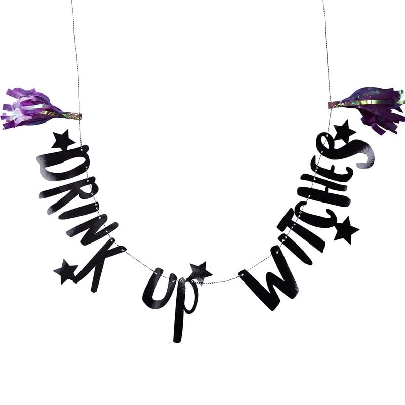 BLACK FOILED DRINK UP WITCHES BUNTING - CREEP IT REAL