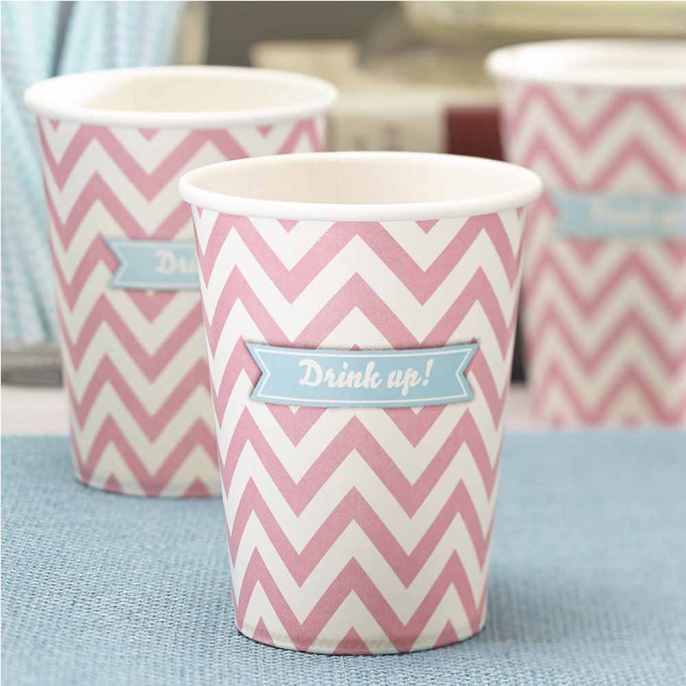 Kopper Papir Rosa Chevron 8 stk.