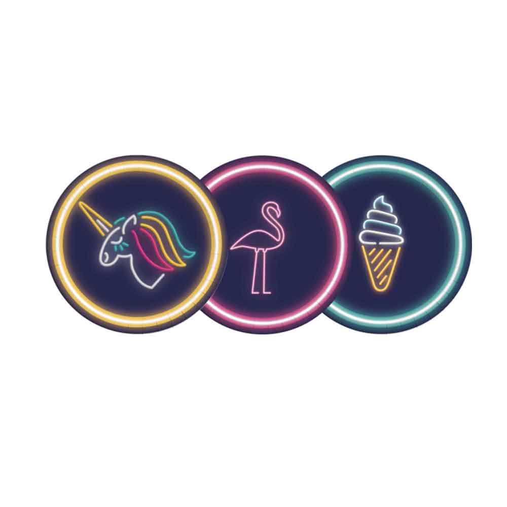 Tallerkener Neon Mix 8 stk.