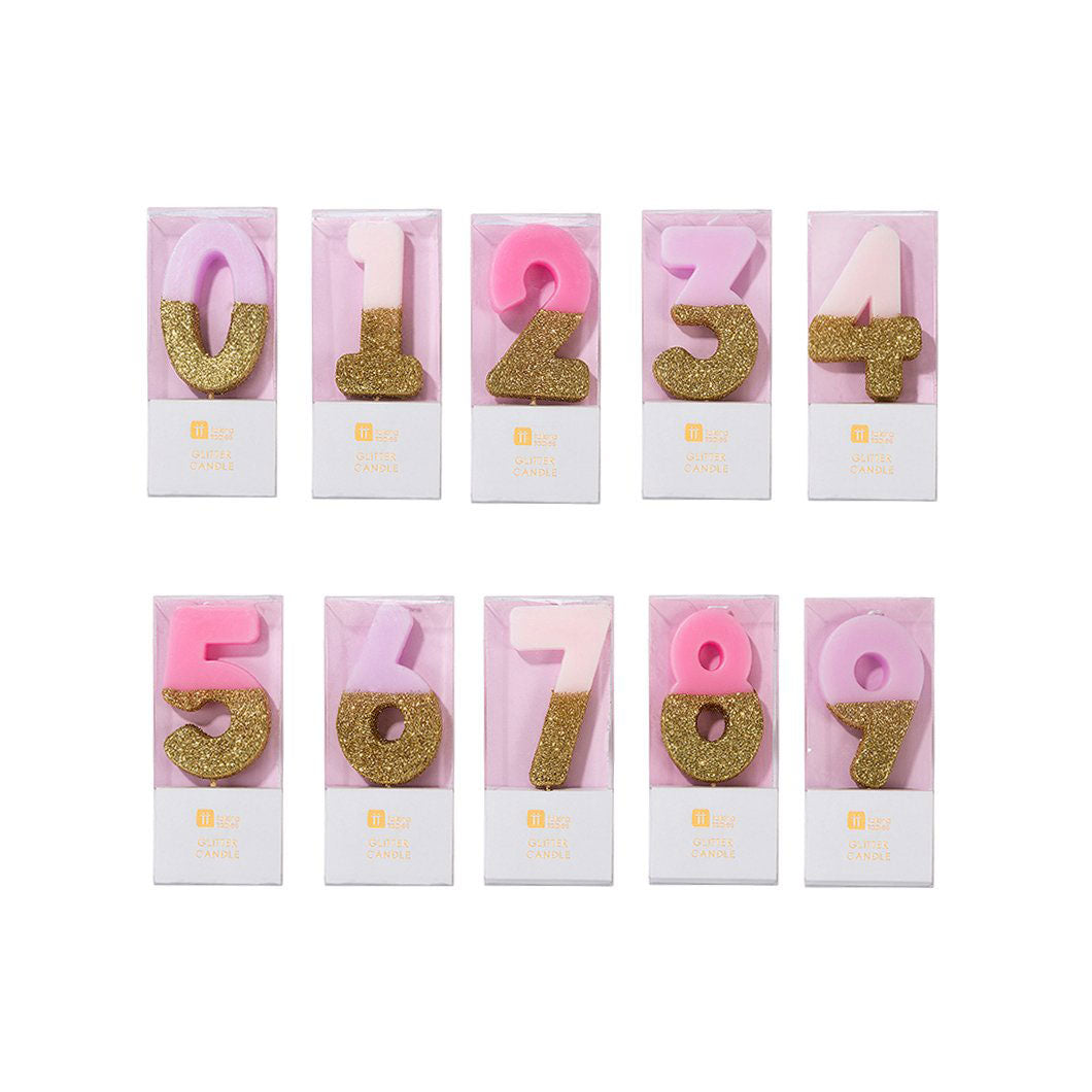 Kakelys Rosa med Gullglitter - Velg ditt Talll