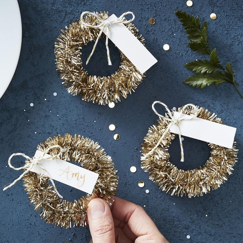 Bordkortholder Krans i Gull 4 stk.