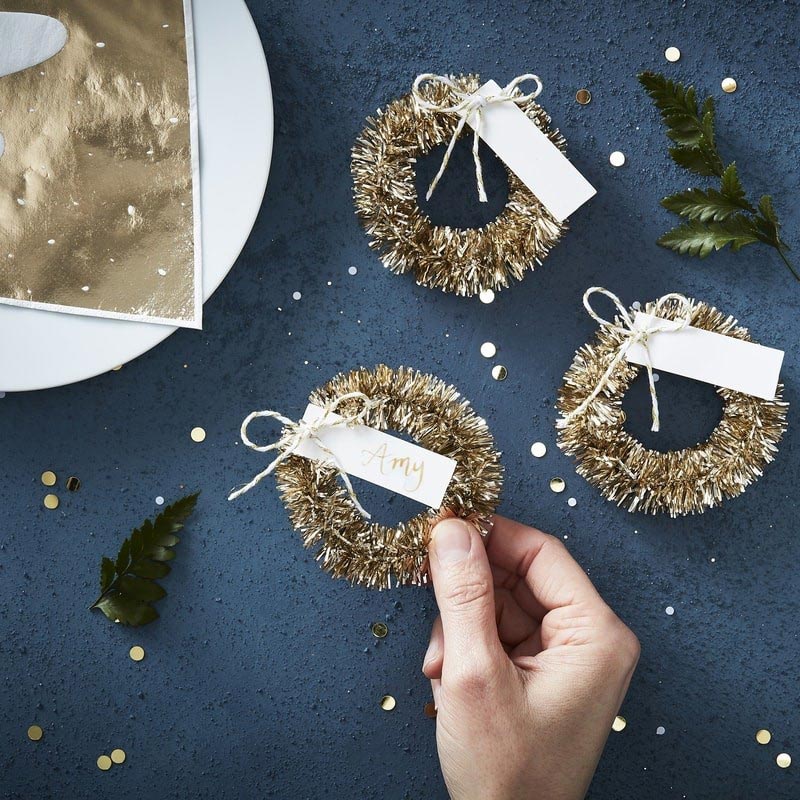 Bordkortholder Krans i Gull 4 stk.