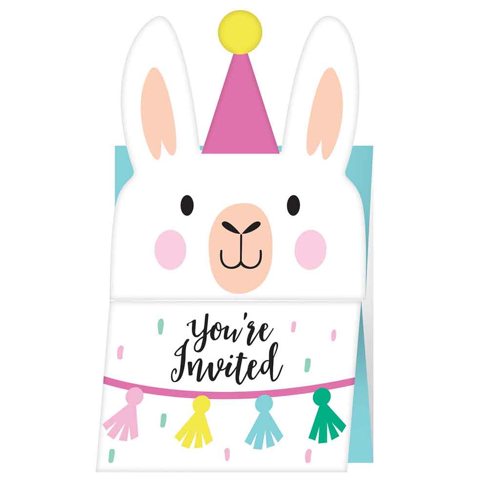 Lama Party Invitasjoner 8 stk.