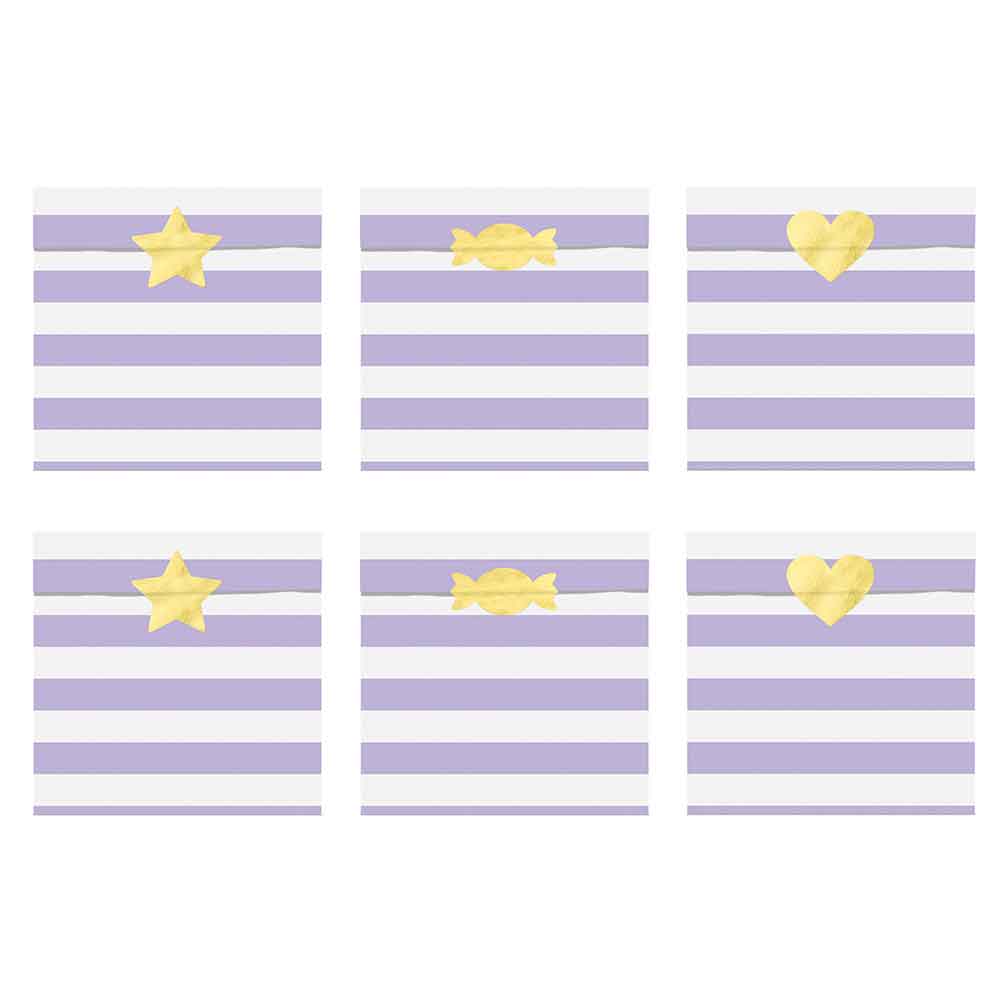 Godteposer Pastell Lilla 6 stk.