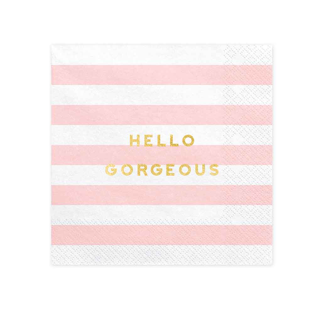Servietter Pastell Rosa "Hello Gorgeous" 20 stk.