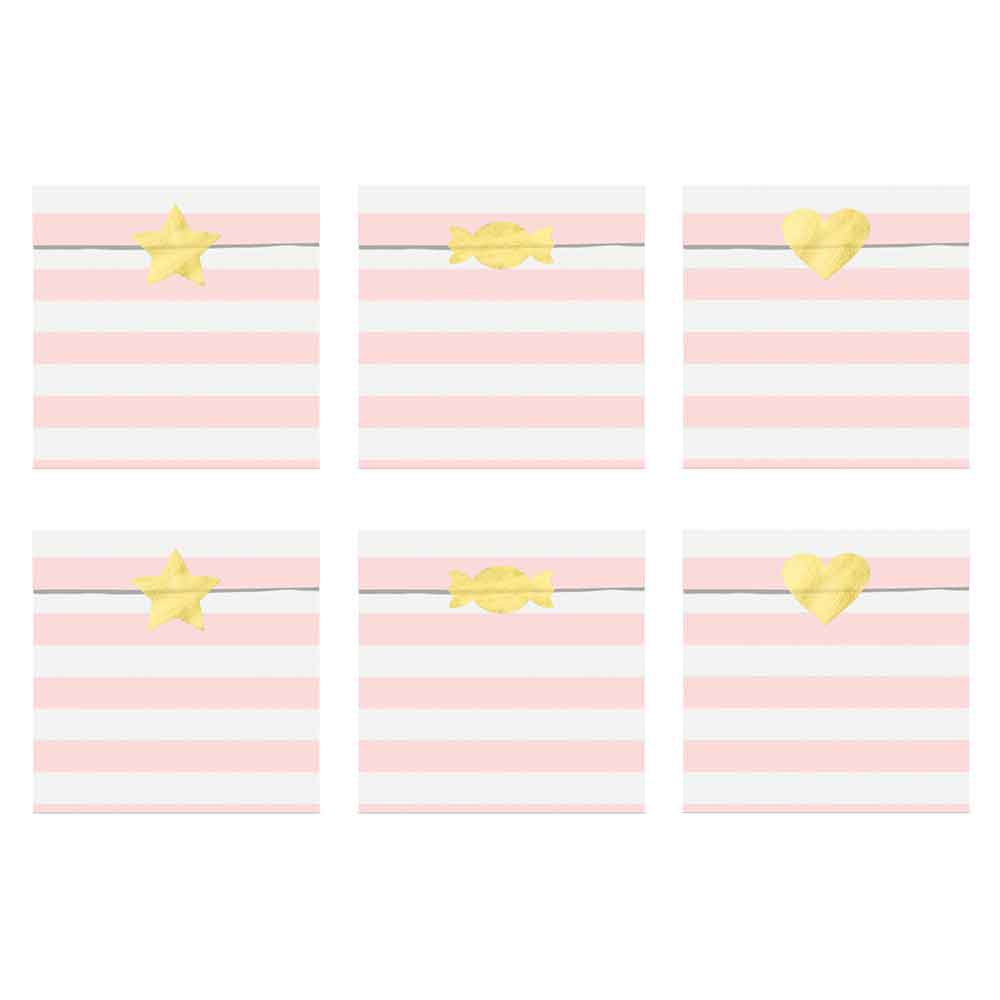 Godteposer Pastell Rosa 6 stk.