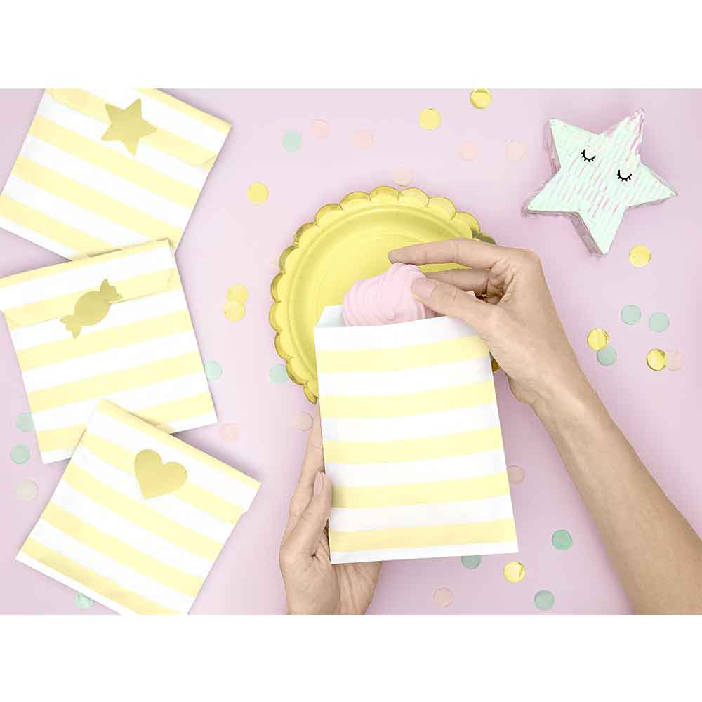 Godteposer Pastell Gul 6 stk.