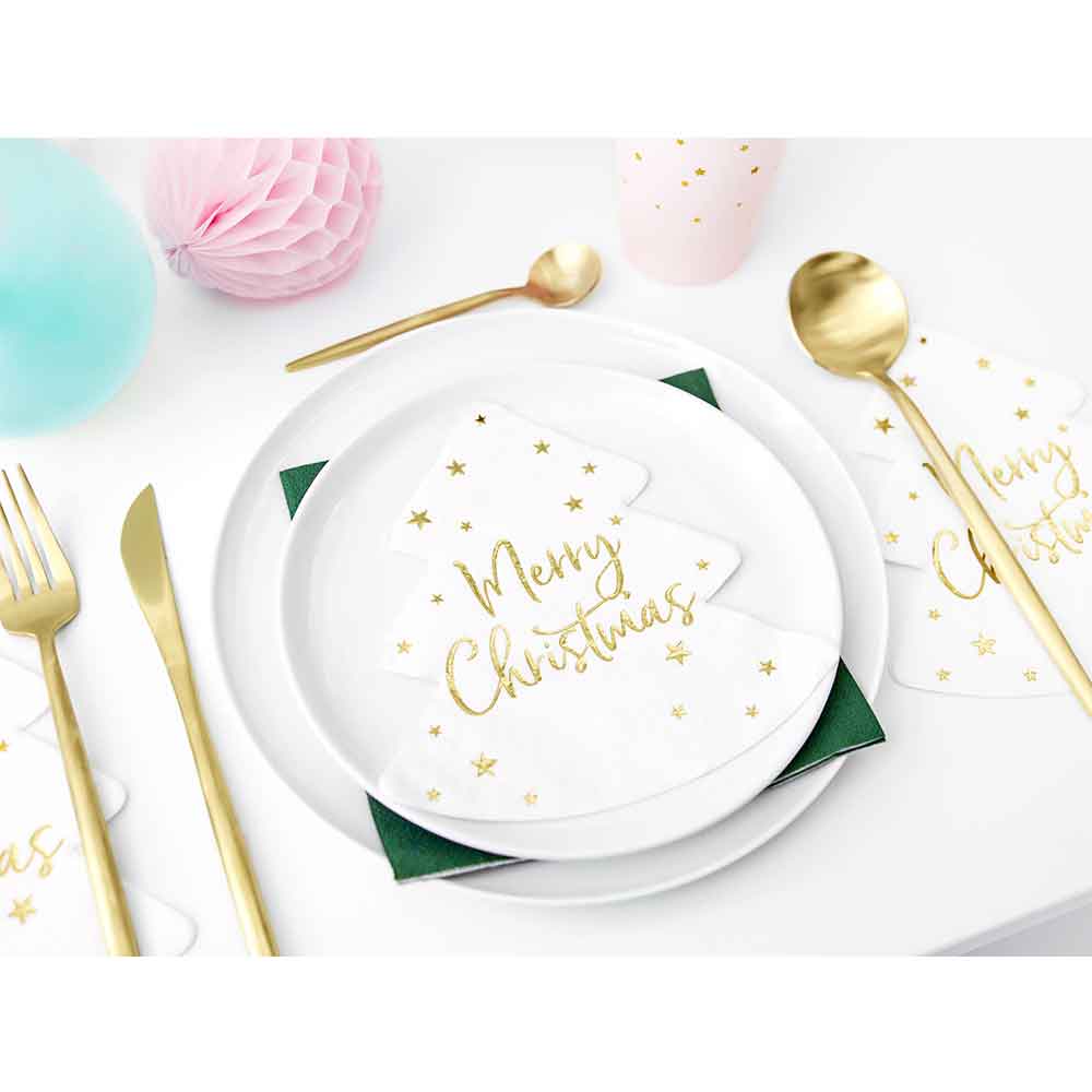 Servietter Juletre "Merry Christmas" 20 stk.
