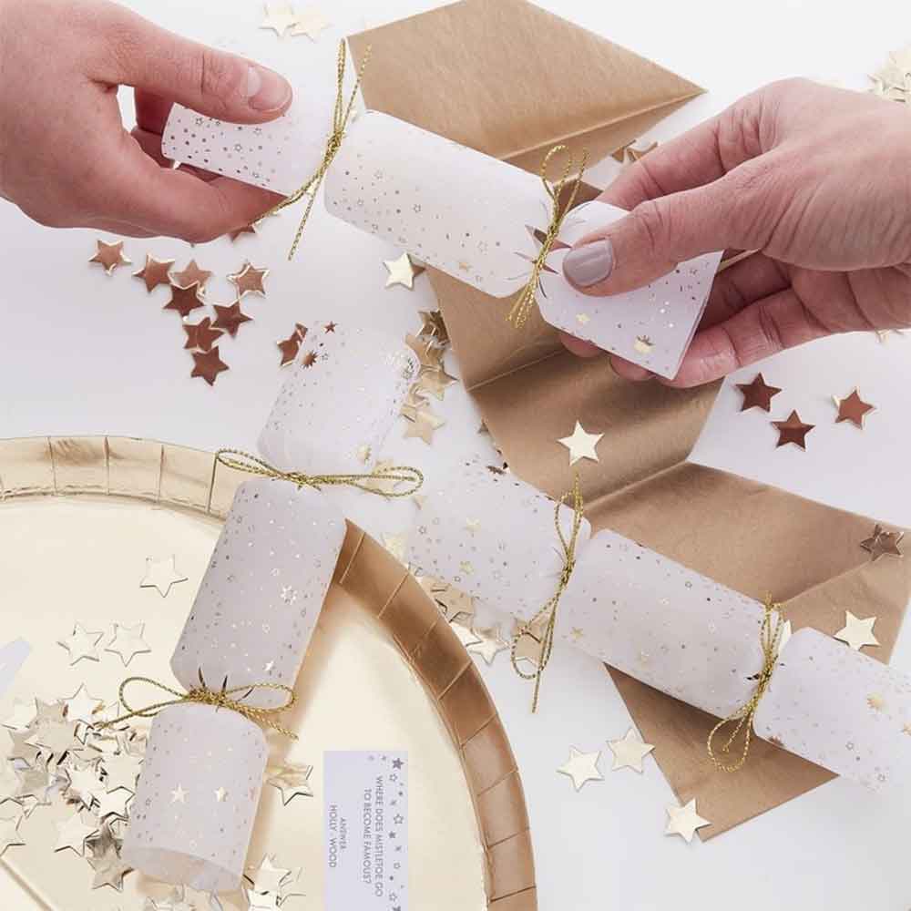 Gold Glitter Smellbonboner Gull og Hvit Stjerne 6 stk.