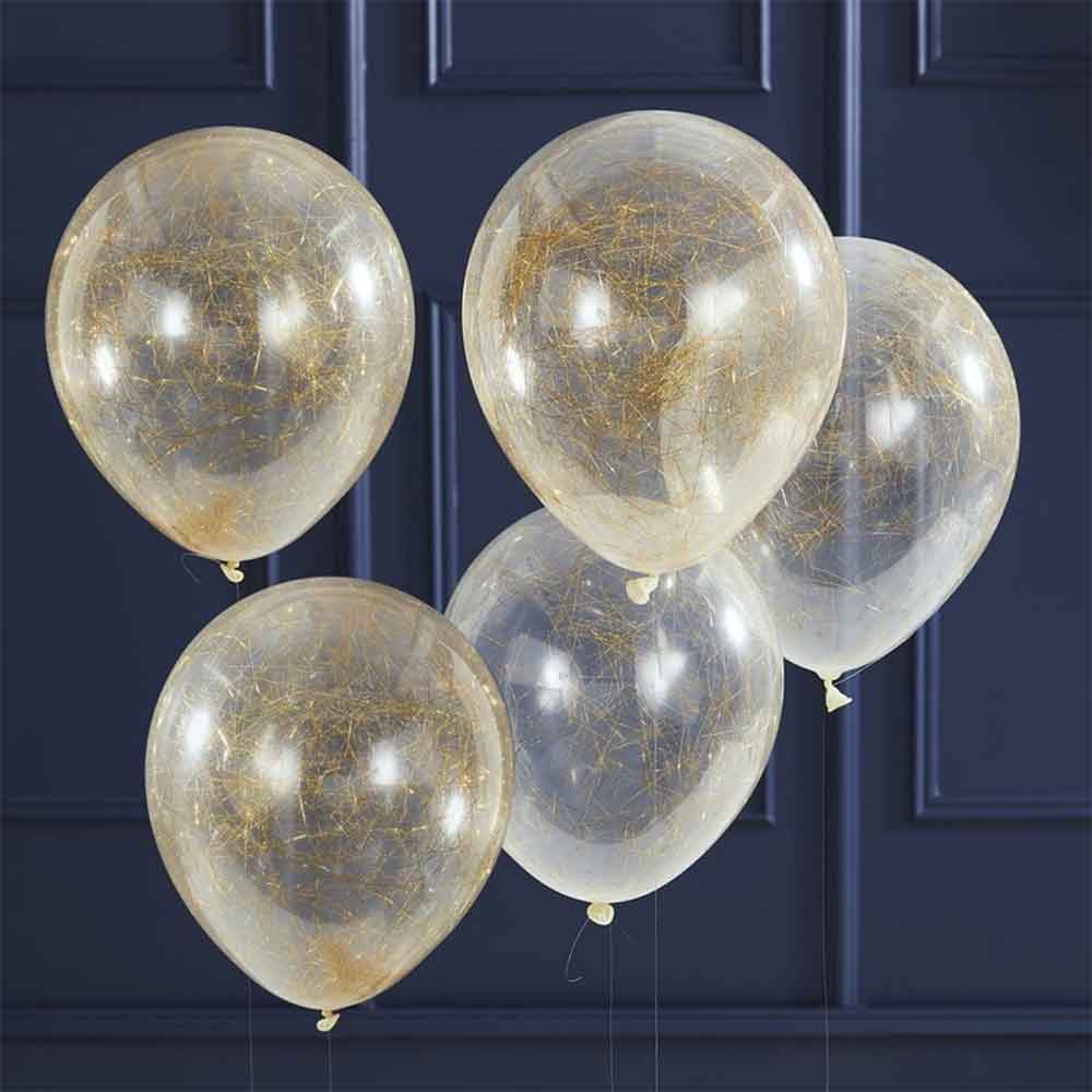 Pop The Bubbly Englehår Gull Ballonger 5 stk.