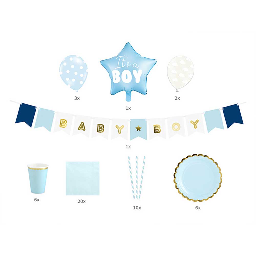 It's A Boy Babyshower Dekorasjonspakke 6 pers.