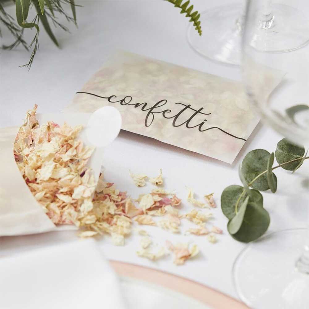 Botanical Wedding Tørkede Roseblader Nedbrytbar Konfetti i Konvolutt