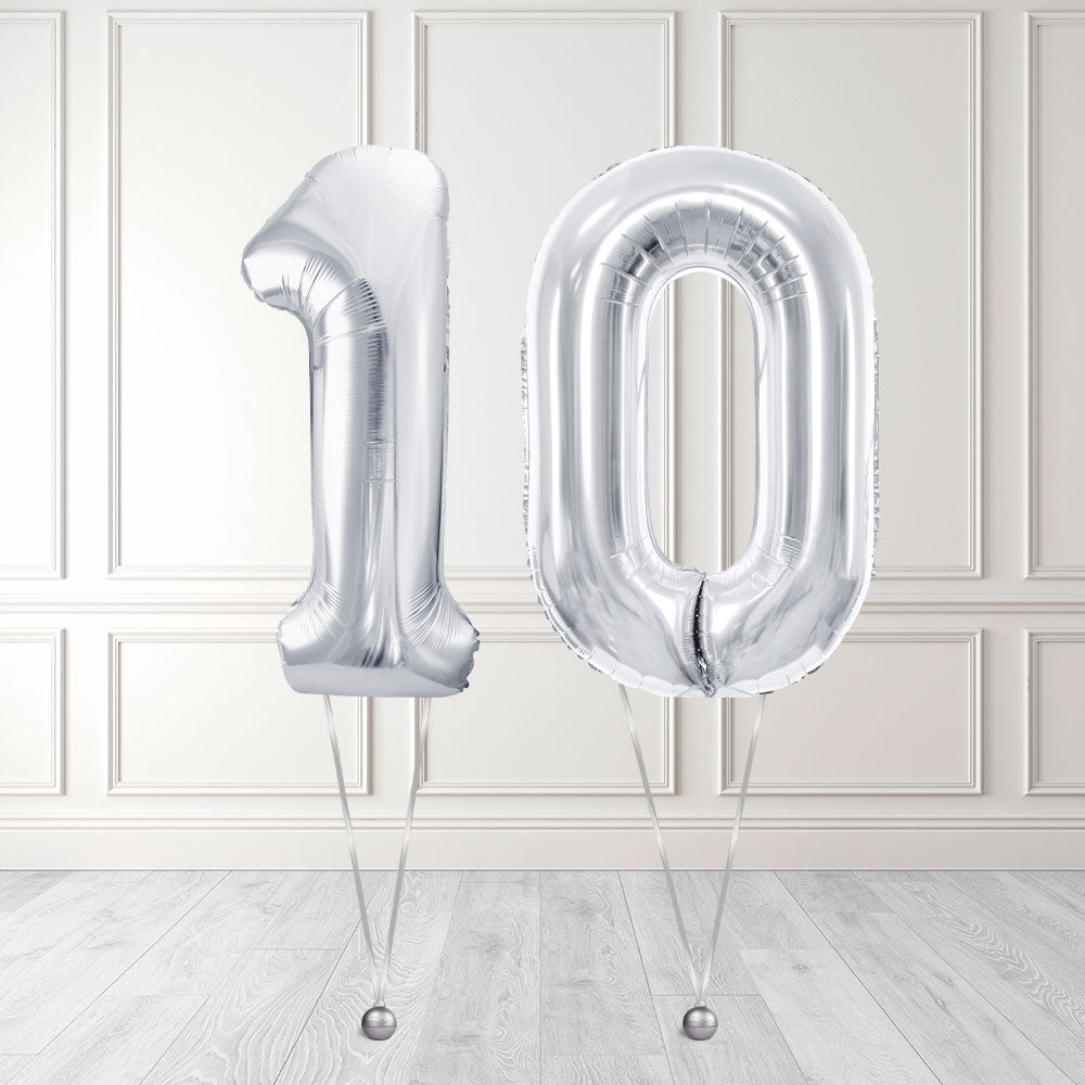 Tallballong Kit Sølv med Helium - Velg ditt tall