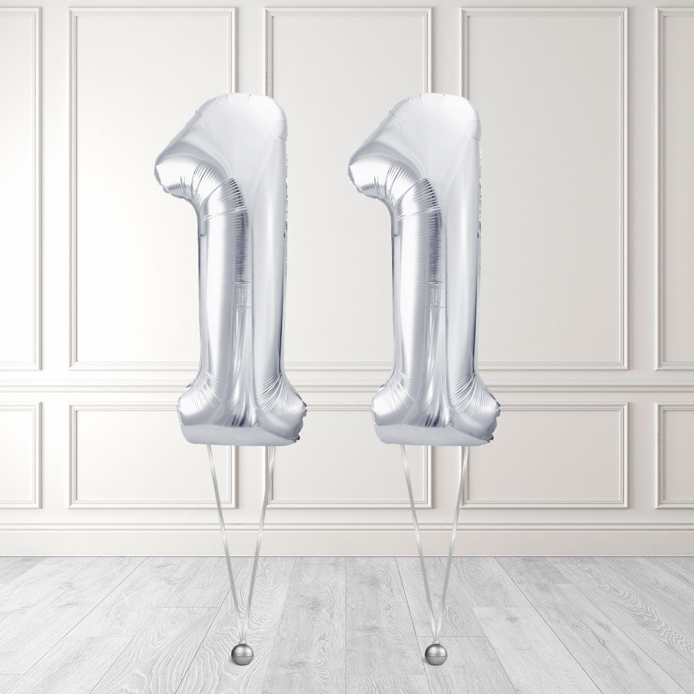 Tallballong Kit Sølv med Helium - Velg ditt tall