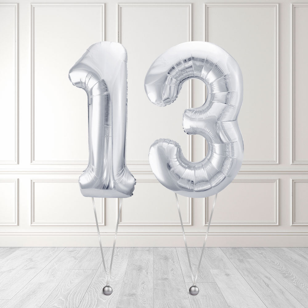 Tallballong Kit Sølv med Helium - Velg ditt tall
