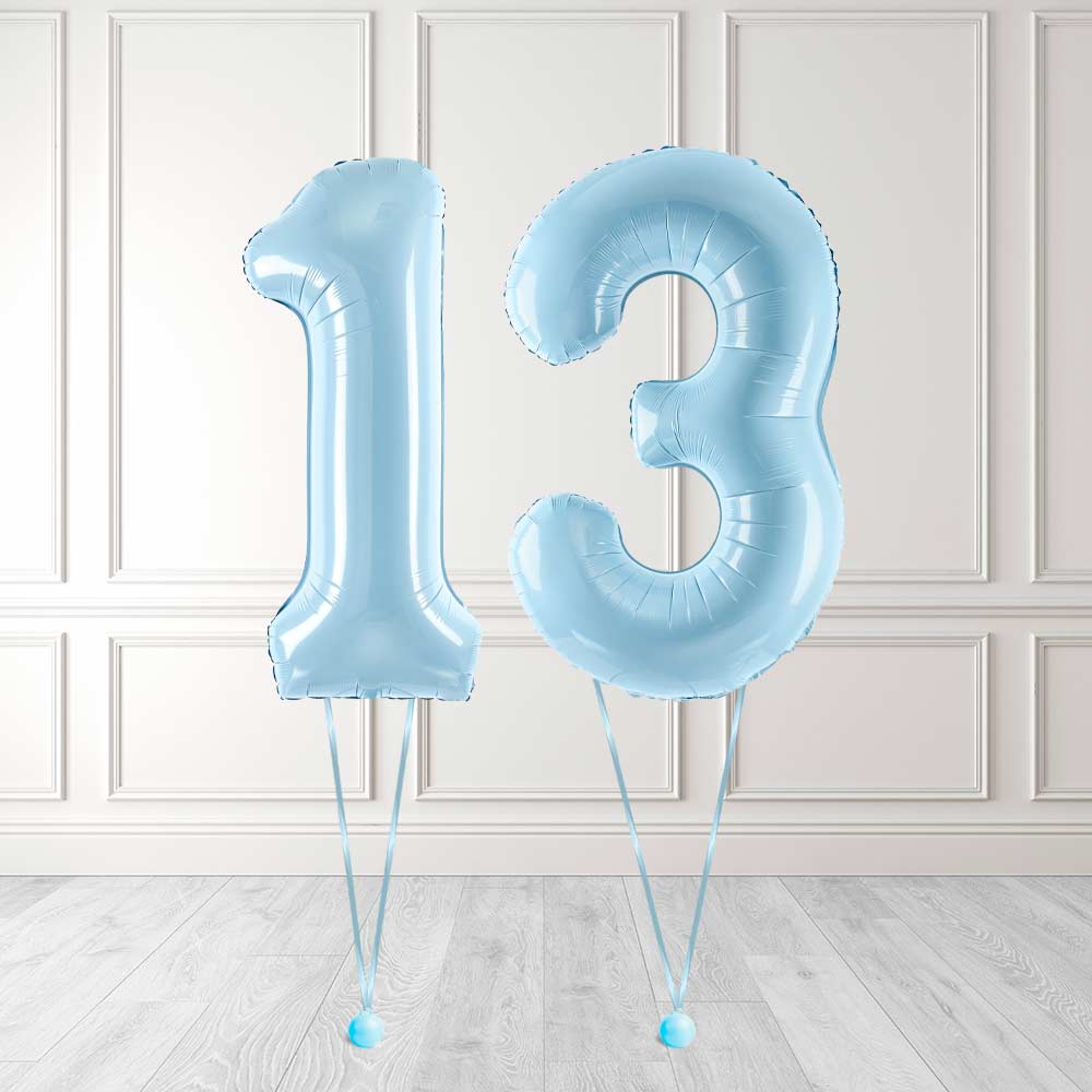 Tallballong Kit Baby Blå med Helium - Velg ditt tall