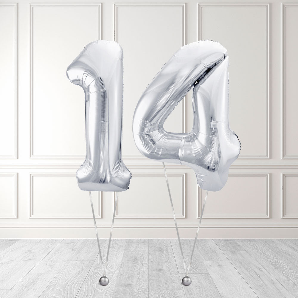 Tallballong Kit Sølv med Helium - Velg ditt tall