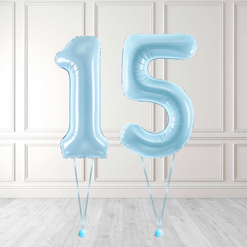 Tallballong Kit Baby Blå med Helium - Velg ditt tall