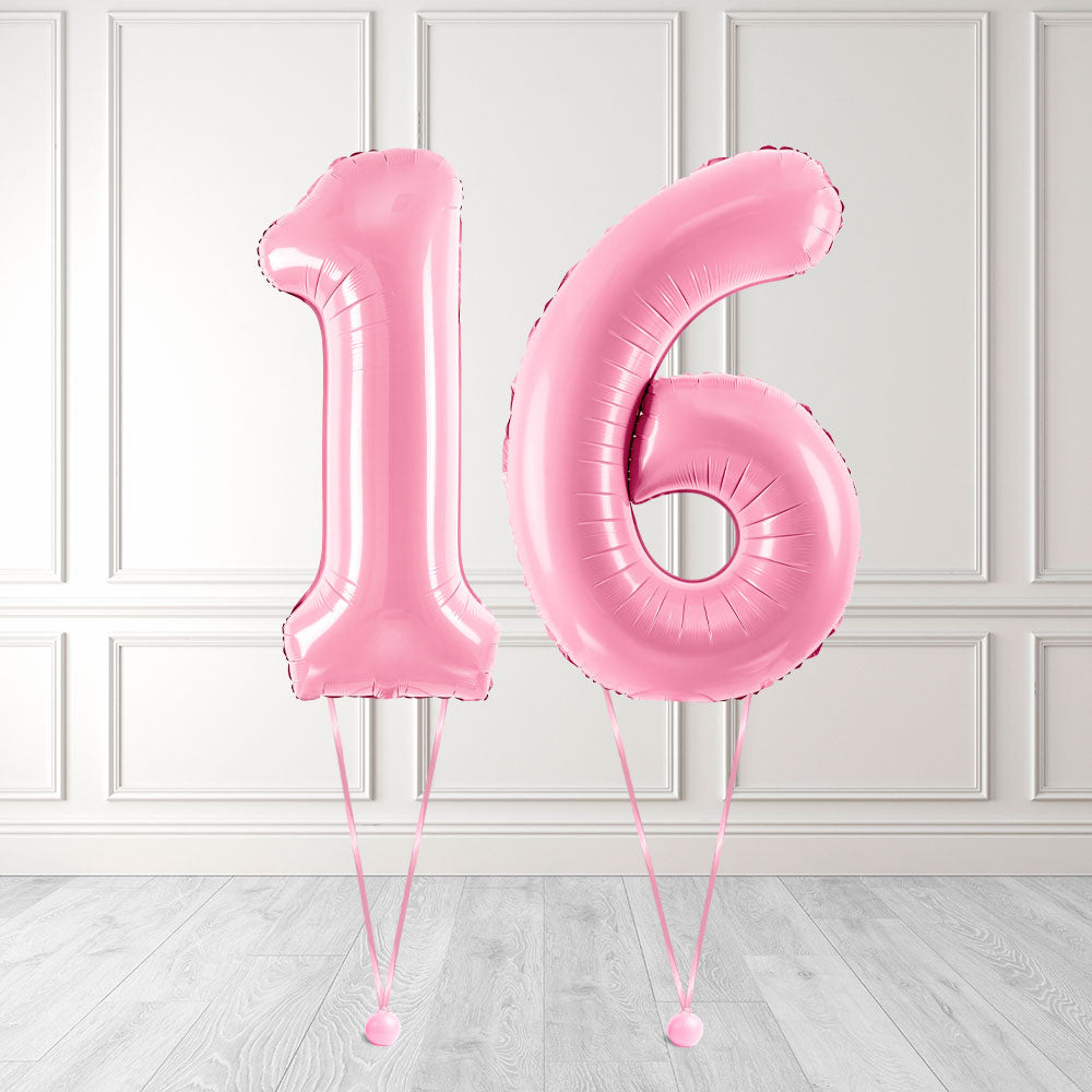 Tallballong Kit Baby Rosa med Helium - Velg ditt tall