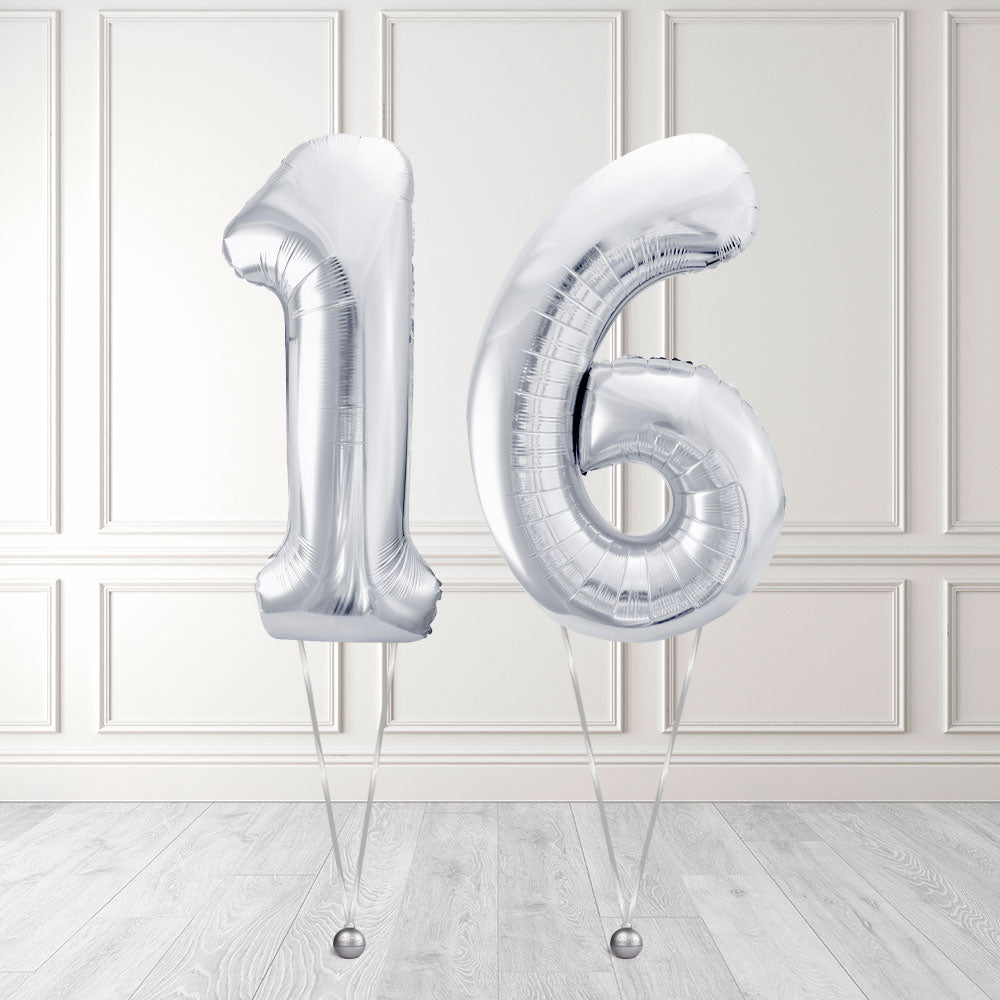 Tallballong Kit Sølv med Helium - Velg ditt tall