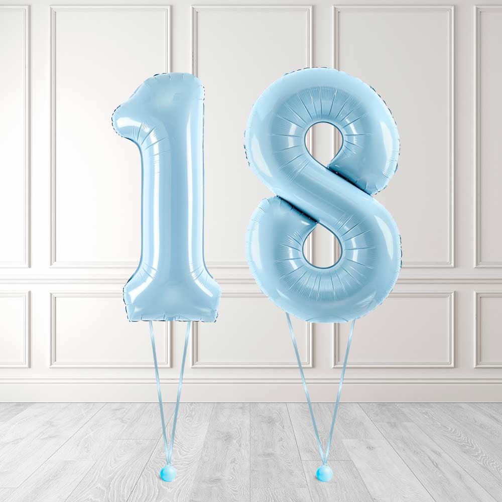 Tallballong Kit Baby Blå med Helium - Velg ditt tall