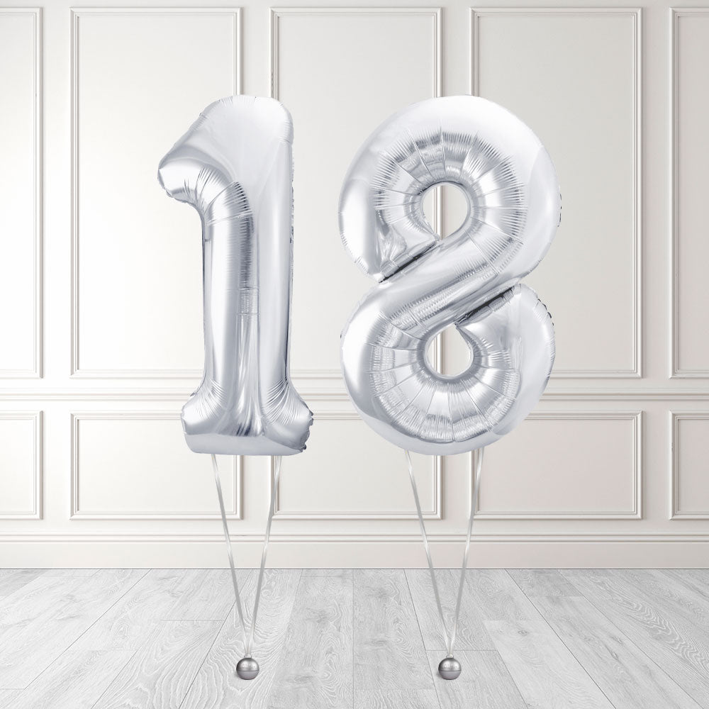 Tallballong Kit Sølv med Helium - Velg ditt tall
