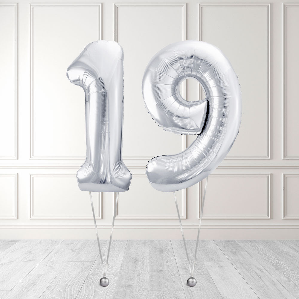Tallballong Kit Sølv med Helium - Velg ditt tall