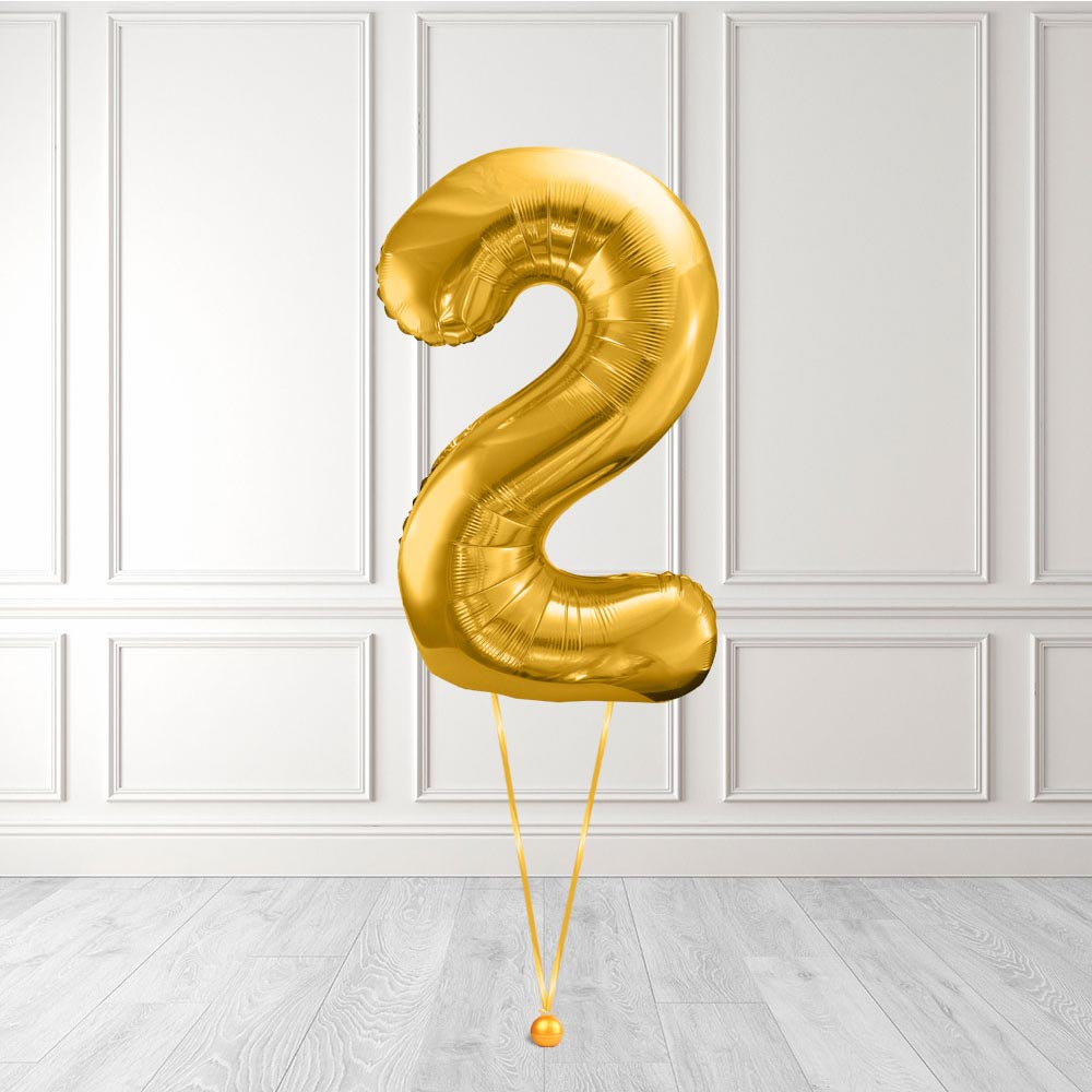 Tallballong Kit Gull med Helium - Velg ditt tall