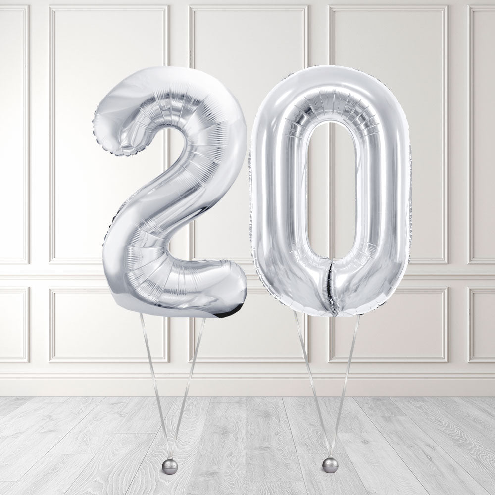 Tallballong Kit Sølv med Helium - Velg ditt tall