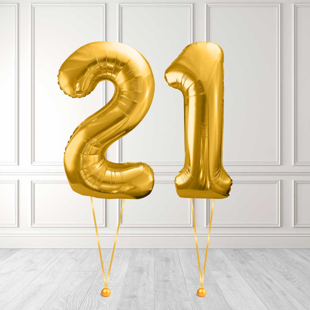 Tallballong Kit Gull med Helium - Velg ditt tall