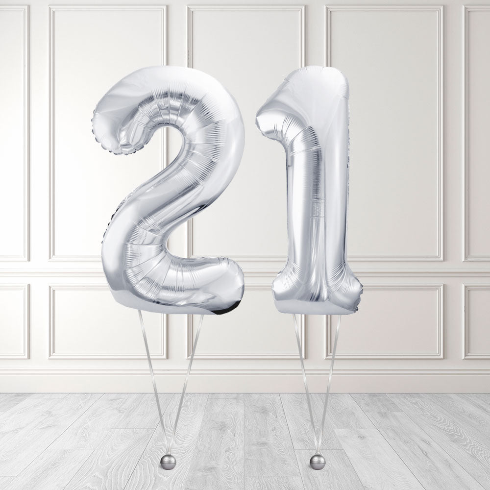 Tallballong Kit Sølv med Helium - Velg ditt tall