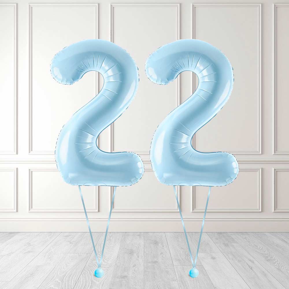 Tallballong Kit Baby Blå med Helium - Velg ditt tall