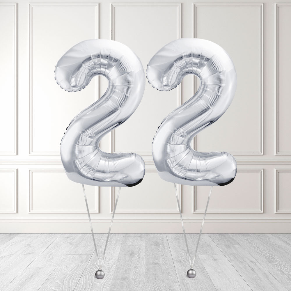 Tallballong Kit Sølv med Helium - Velg ditt tall