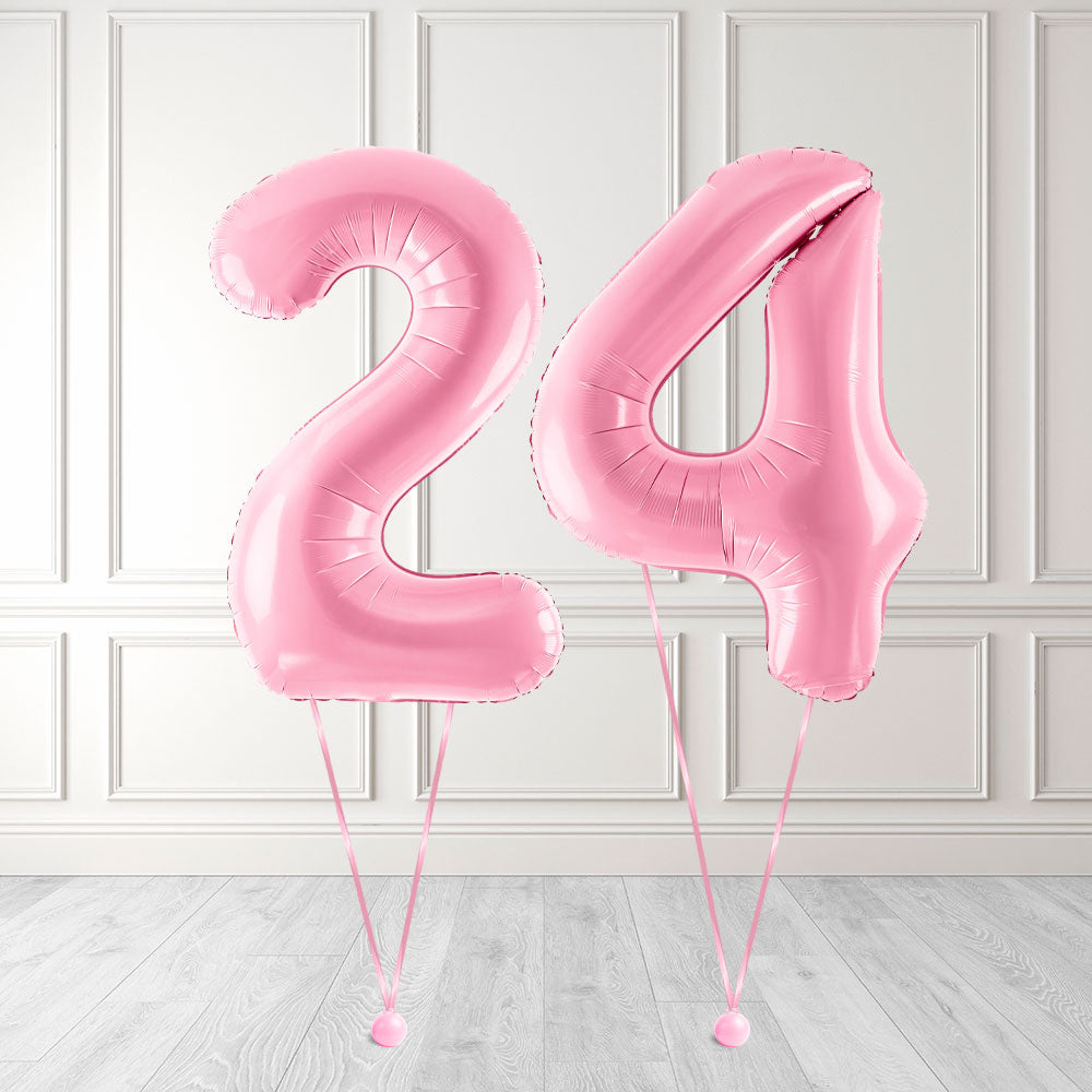 Tallballong Kit Baby Rosa med Helium - Velg ditt tall