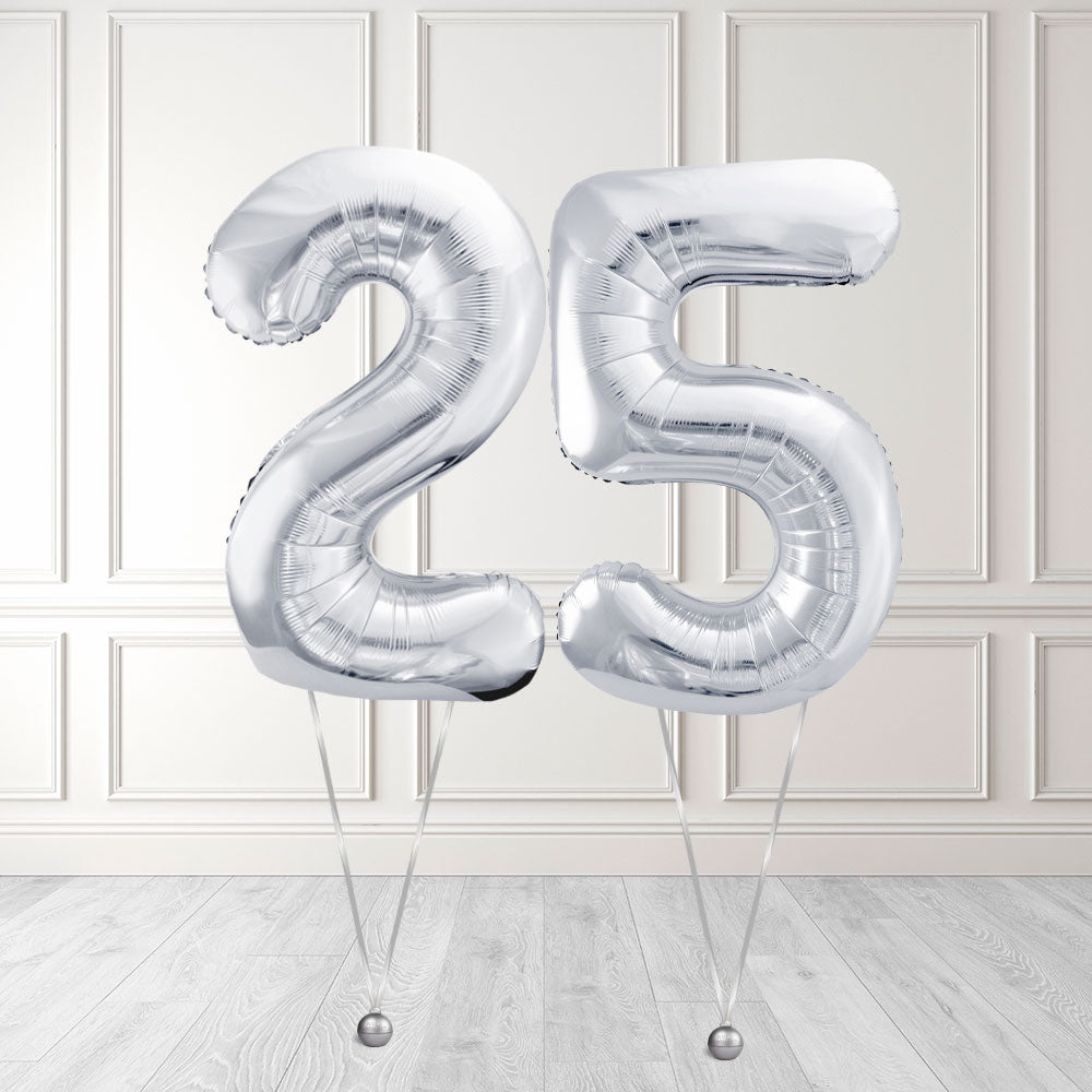 Tallballong Kit Sølv med Helium - Velg ditt tall