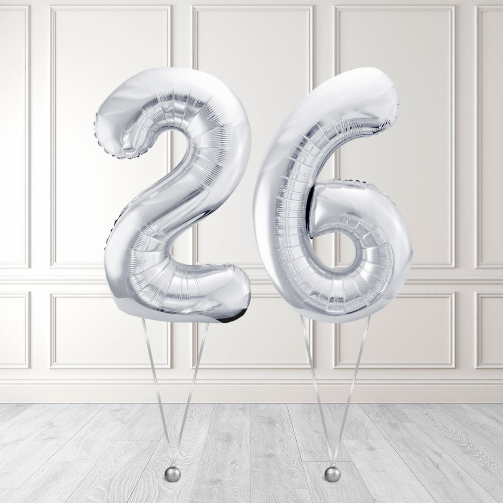 Tallballong Kit Sølv med Helium - Velg ditt tall