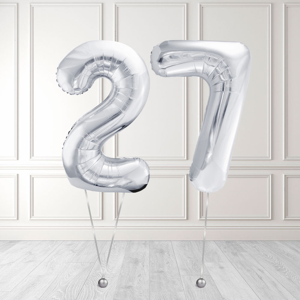 Tallballong Kit Sølv med Helium - Velg ditt tall