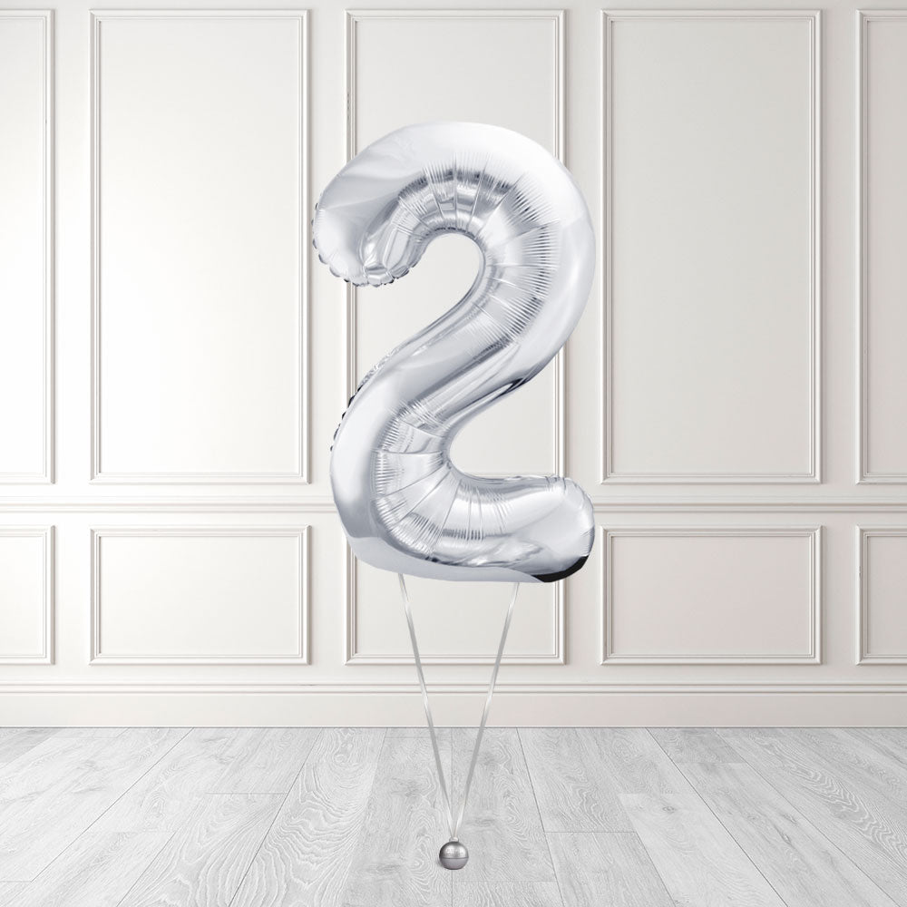 Tallballong Kit Sølv med Helium - Velg ditt tall