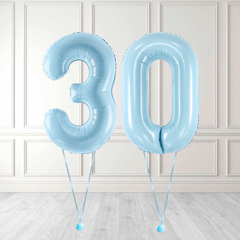 Tallballong Kit Baby Blå med Helium - Velg ditt tall