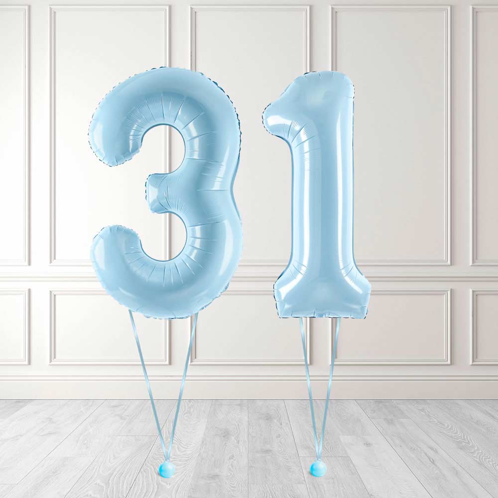 Tallballong Kit Baby Blå med Helium - Velg ditt tall