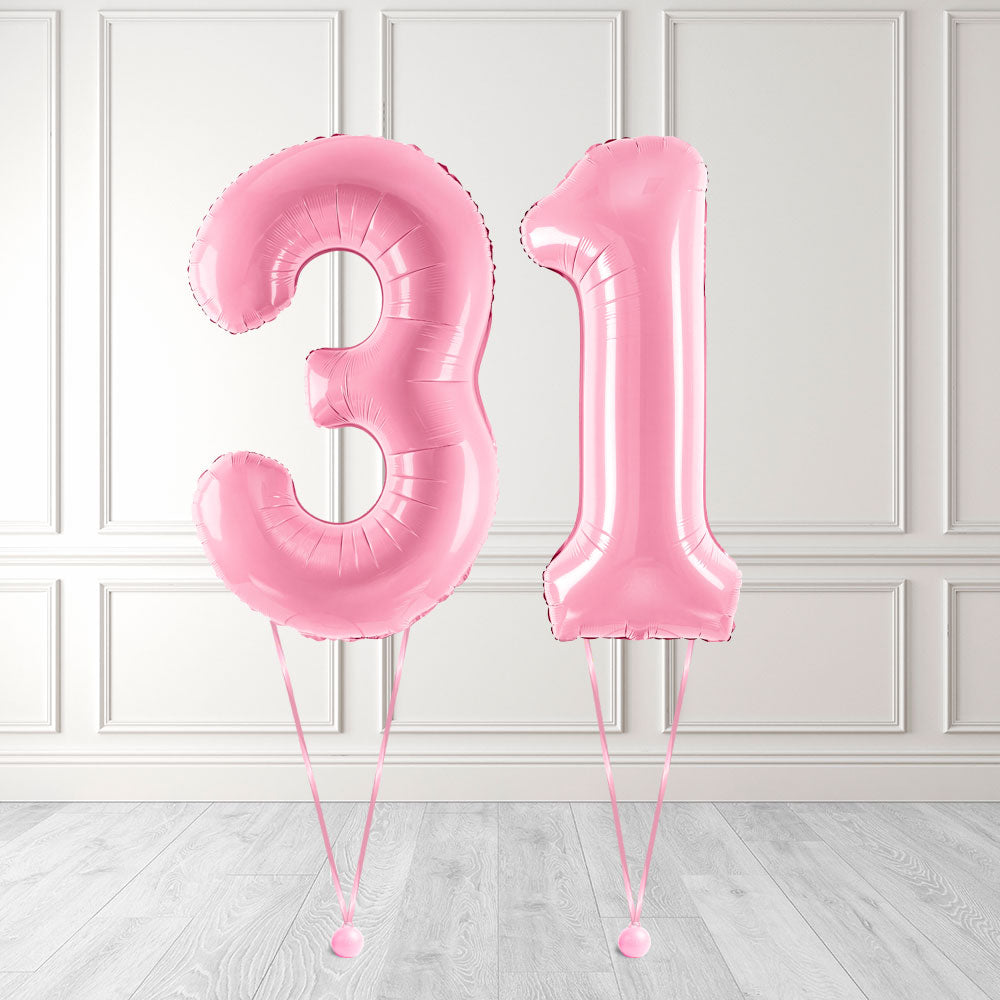 Tallballong Kit Baby Rosa med Helium - Velg ditt tall