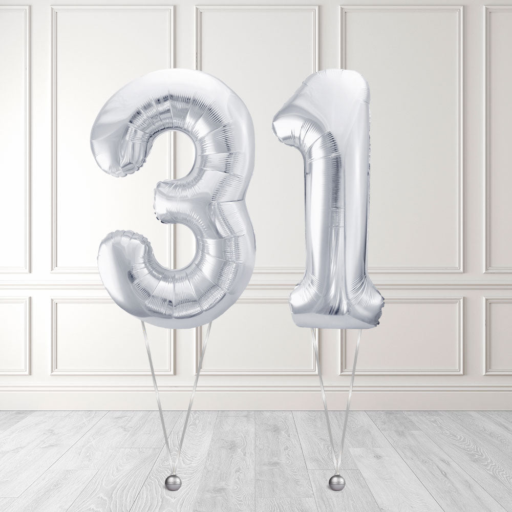 Tallballong Kit Sølv med Helium - Velg ditt tall