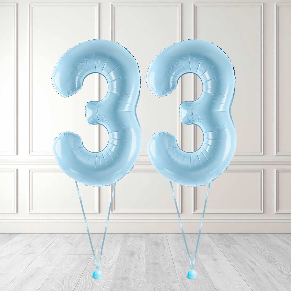 Tallballong Kit Baby Blå med Helium - Velg ditt tall