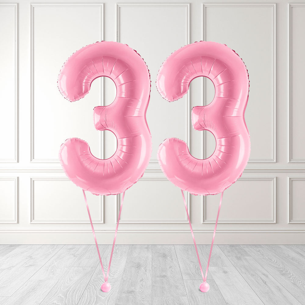 Tallballong Kit Baby Rosa med Helium - Velg ditt tall