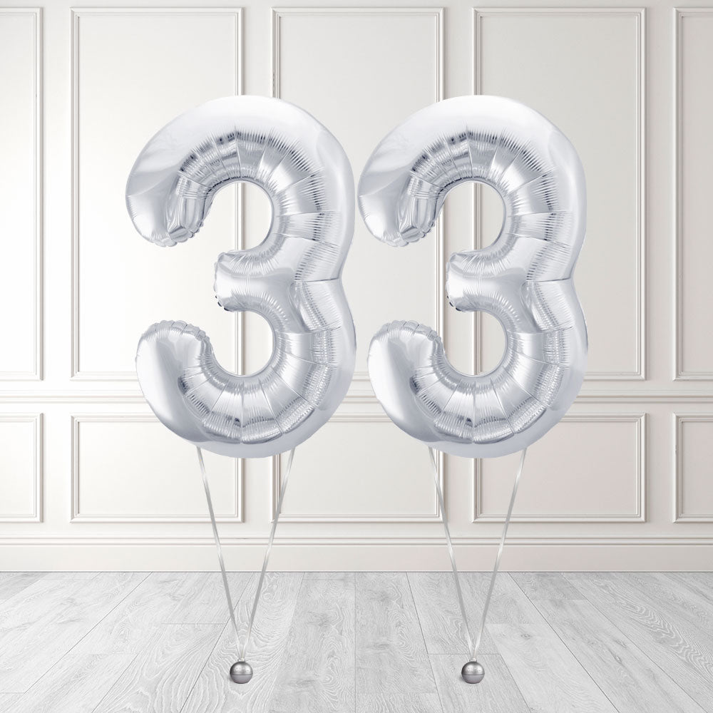 Tallballong Kit Sølv med Helium - Velg ditt tall