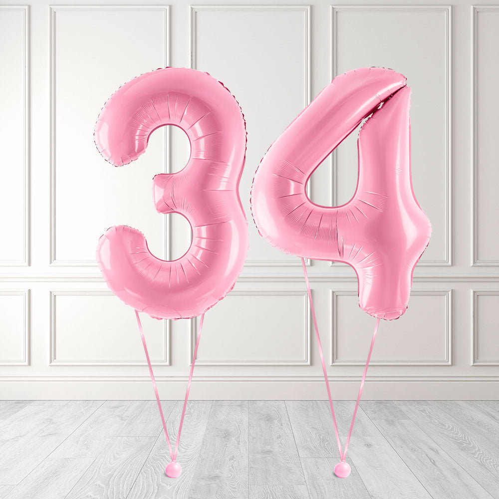Tallballong Kit Baby Rosa med Helium - Velg ditt tall