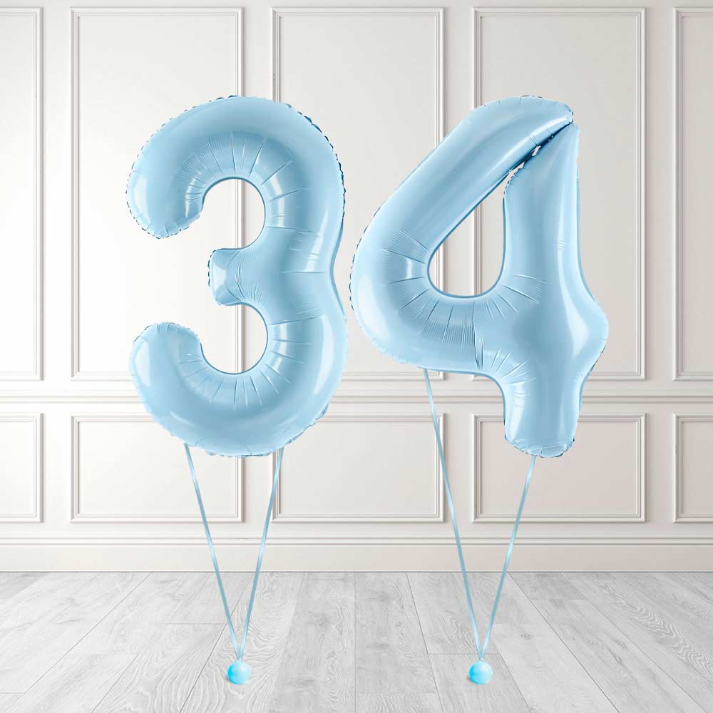 Tallballong Kit Baby Blå med Helium - Velg ditt tall