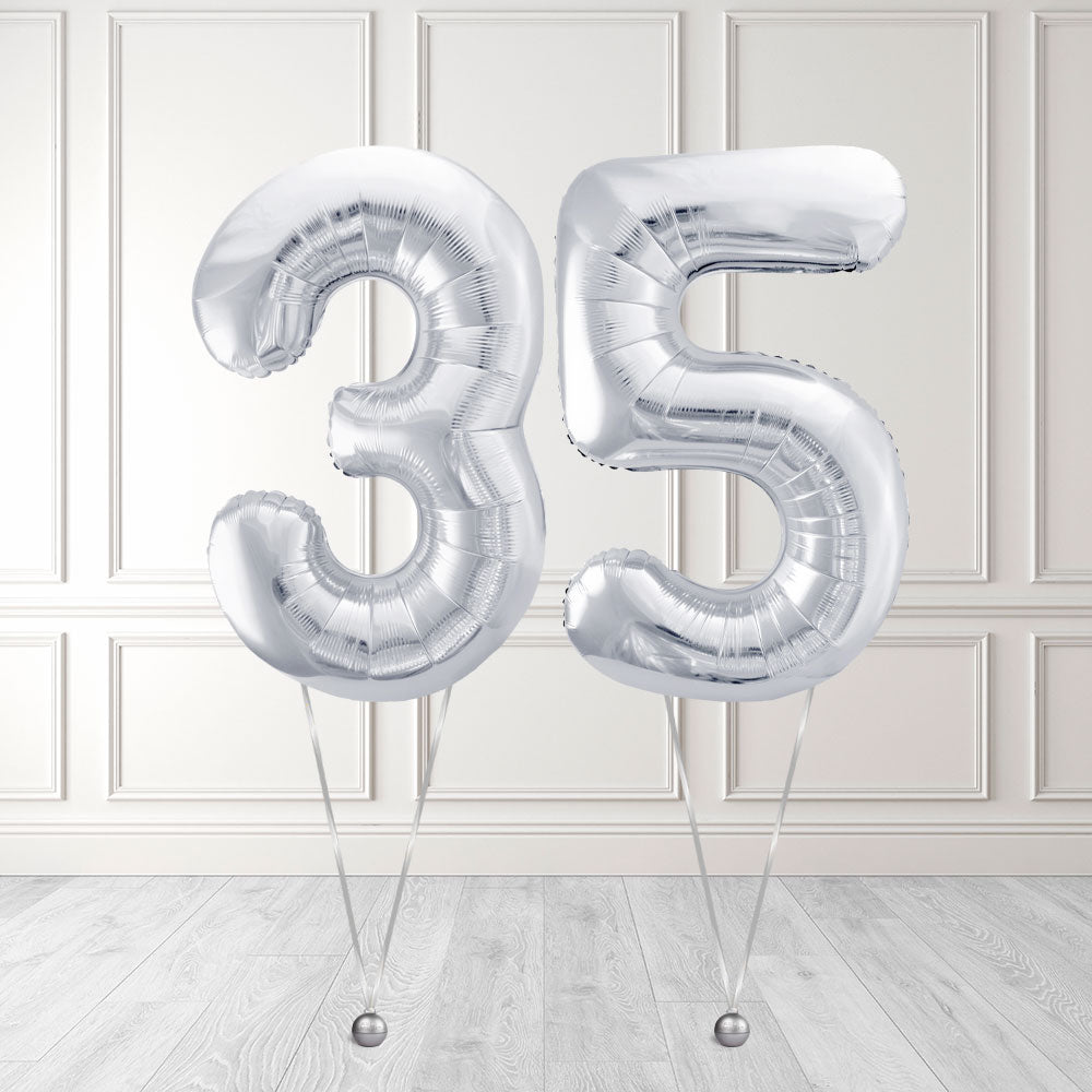 Tallballong Kit Sølv med Helium - Velg ditt tall